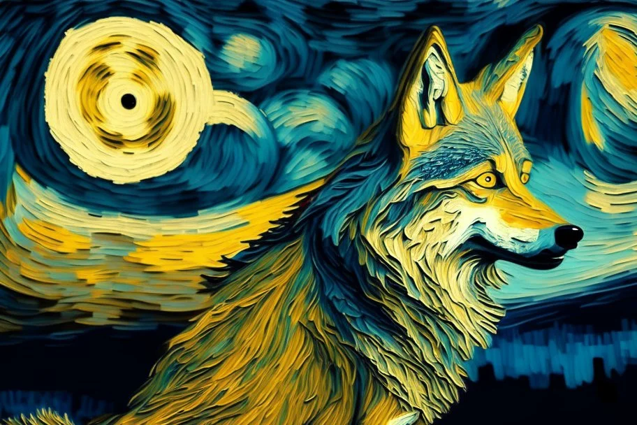 a wolf in van gogh style