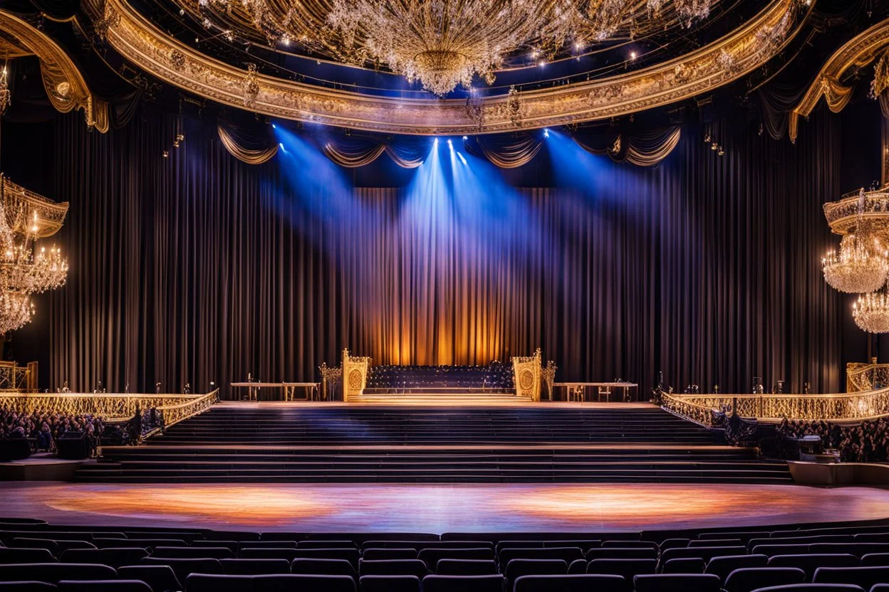 a luxury big opera dance stage,close up ,show main stage