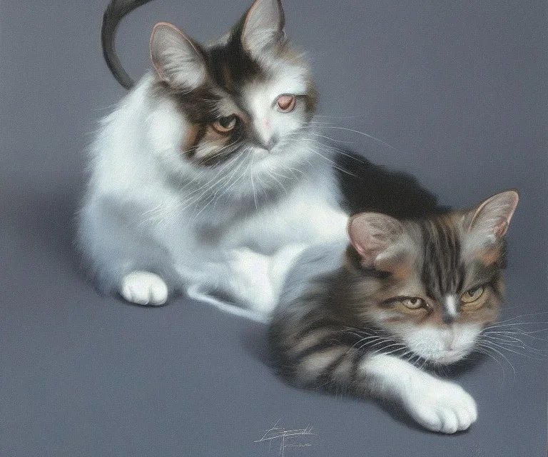 A cat painting style Gottfried Helnwein