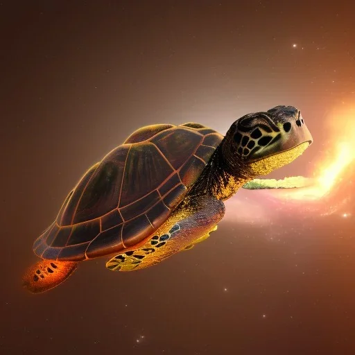 space turtle with a supernova exploding behind