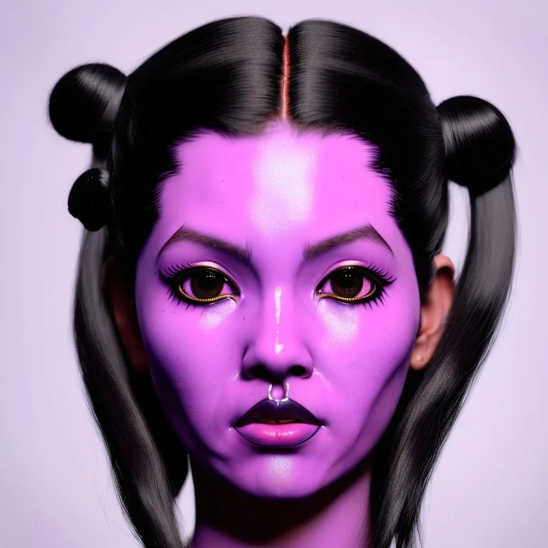 perfect symmetry, cyber droid Rosalía artist, black eyeliner, cyberpunk, samurai army, pigtails hair, gold, pink, geisha, led lights, fog, rain, latex, soft color, highly detailed, art stations, concept art, smooth, unreal engine 5, god rays, ray tracing, RTX, lumen lighting, ultra detail, volumetric lighting, 3d, finely drawn, high definition, high resolution.