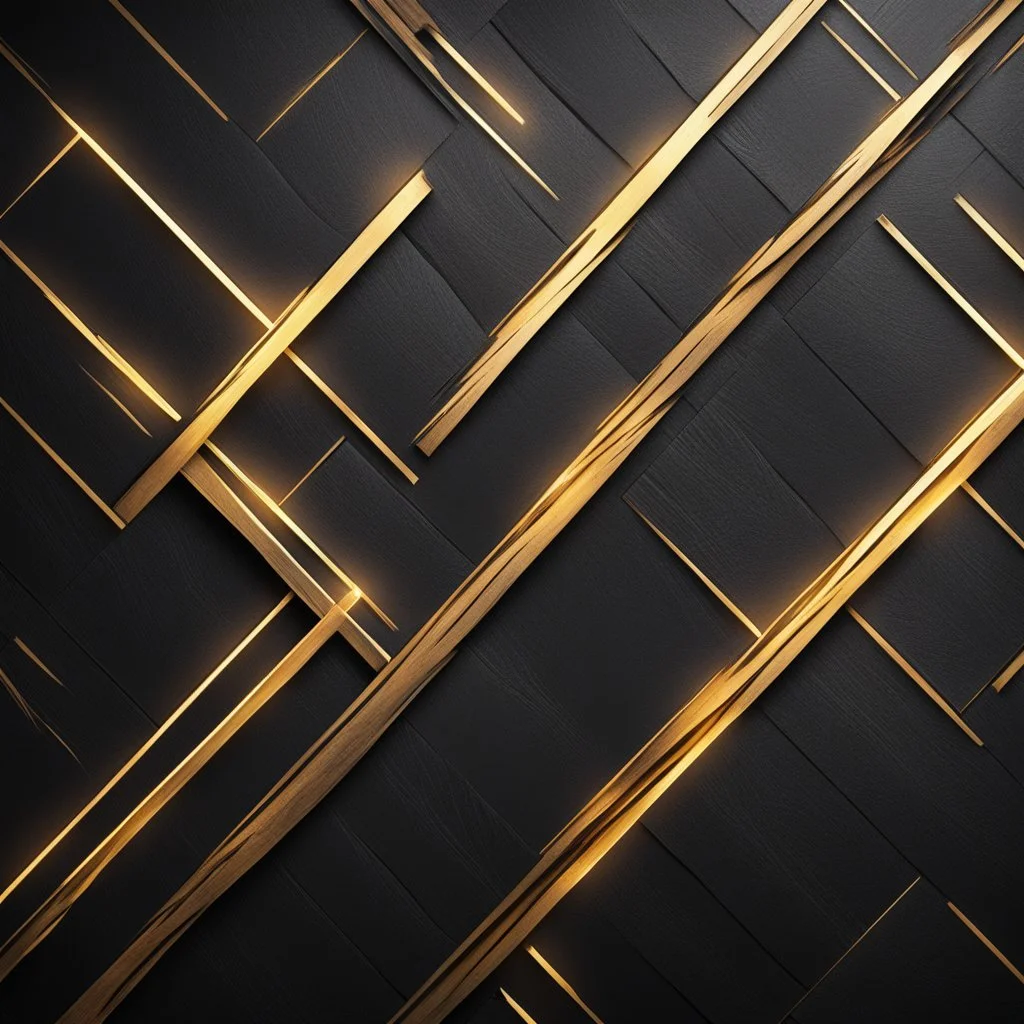 Hyper Realistic Rustic-Glowing-Golden-Diagonal-Intersecting-Lines on rustic-jet-black wall