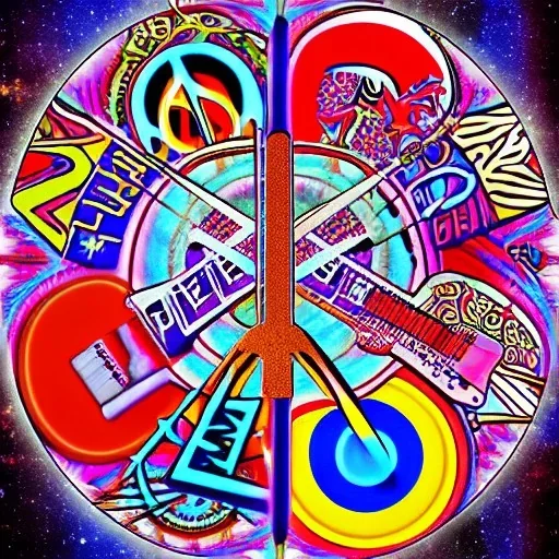 PEACE electric guitar PEACE psychedelic hippie trippy acid LSD PEACE GUITAR peacesign HIPPIE FLAG