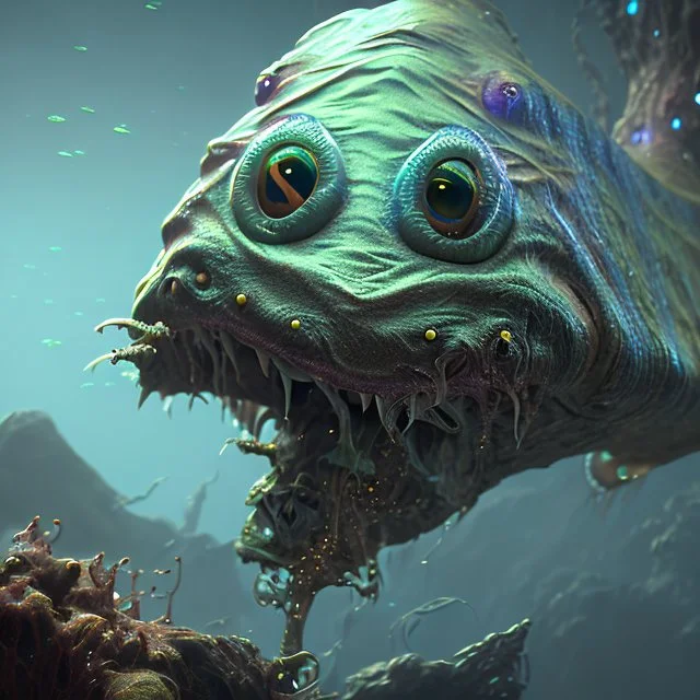 fluid ink angler fish creature, unreal engine 5, 8k resolution, photorealistic, ultra detailed