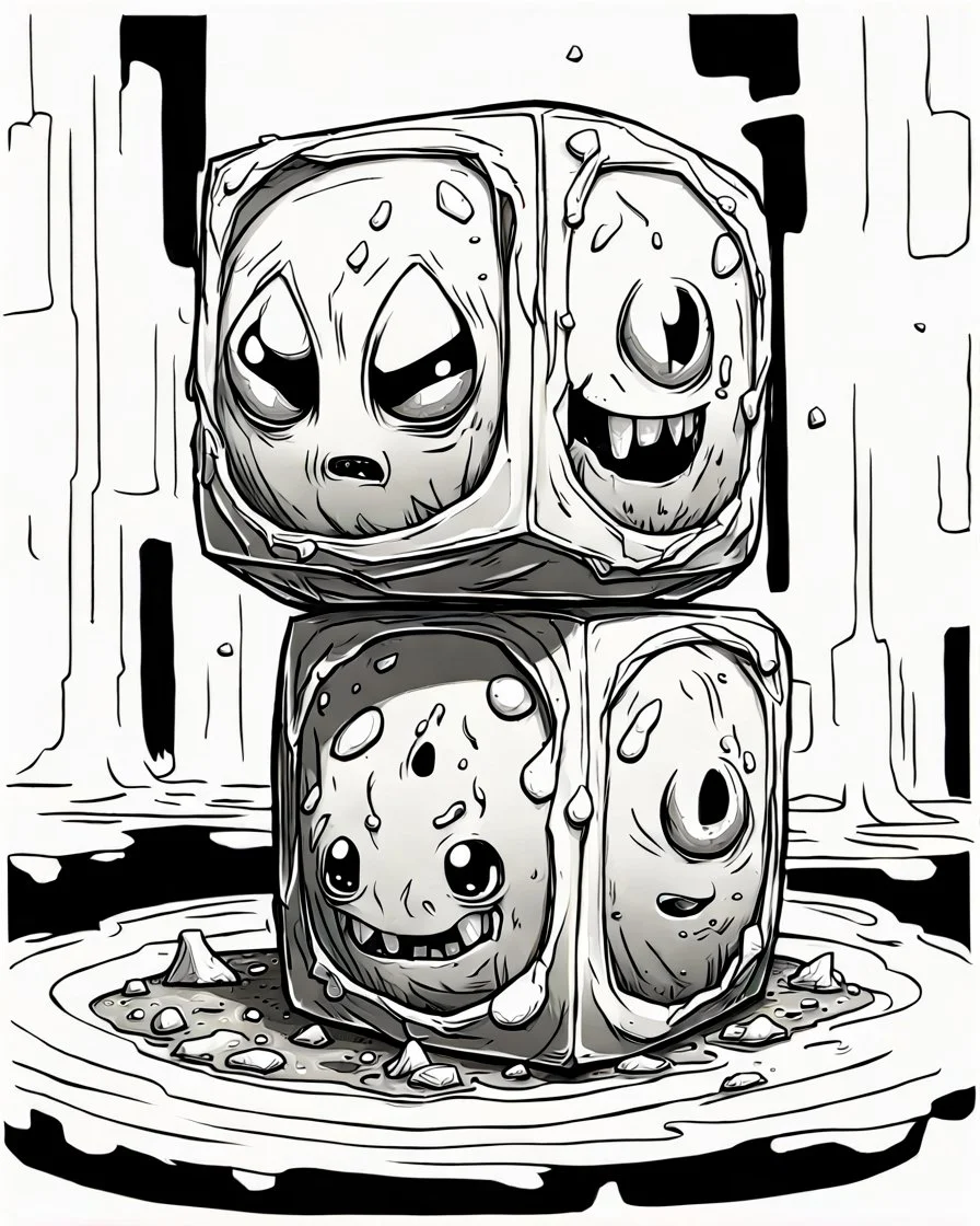 oozing gelatinous cube black and white sketch art rpg