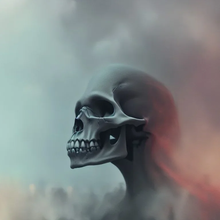 abstract photographic camera mixed with skull in dirty style. fog and smoke in atmosphere. bokeh, lens flare. Dark mood. Dripping paint. oil on canvas, mixed media, high detailed.