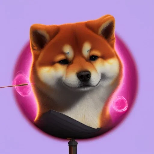 a fortune-telling shiba inu reading your fate in a giant hamburger, digital art