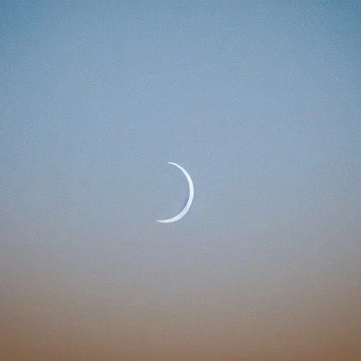 Vista de cielo despejado de día con luna desde perspectiva acostado en un campo abierto