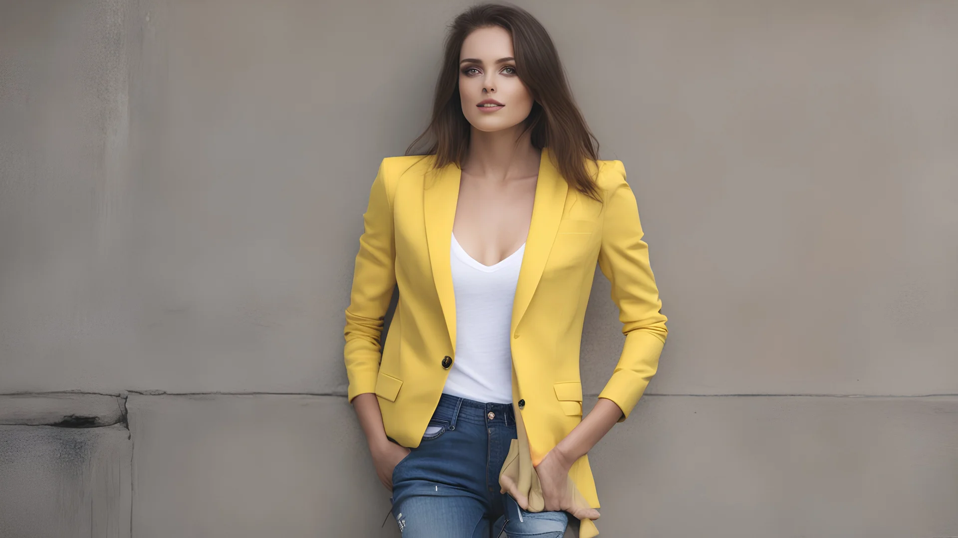 Braless Girl in Yellow Blazer