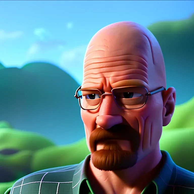 Walter White cyborg, 8k, tropical background.