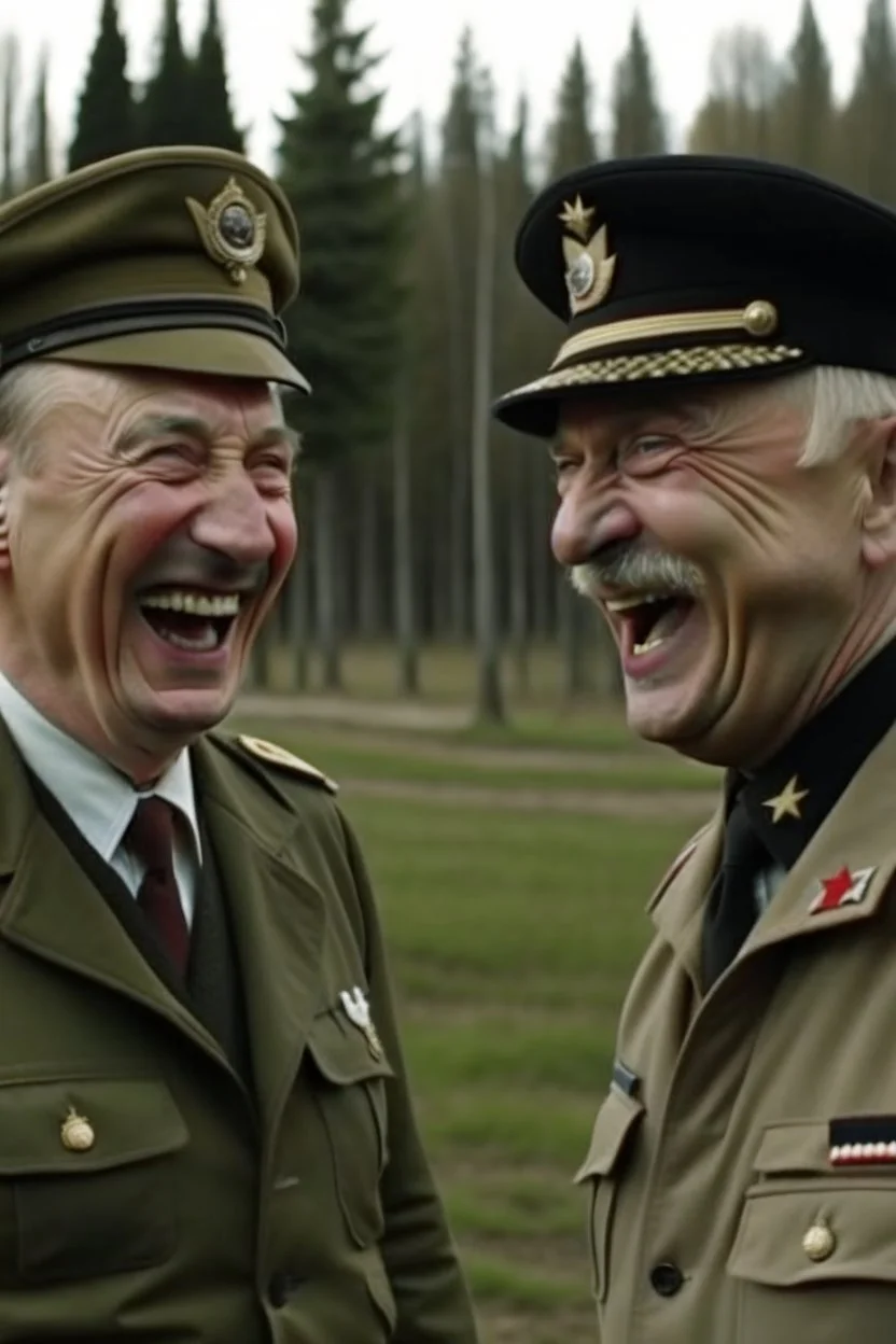 4k full détails. Photo. Vladimir Poutine laughing with Adolf hitler in ukraine