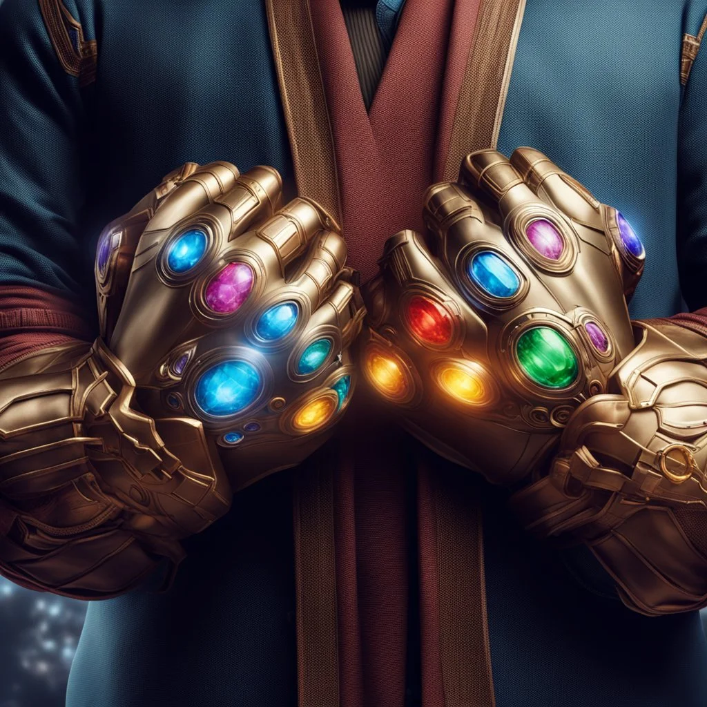 Two infinity gauntlets contain six infinity stones, one of which is made with nano In the hands of a powerful man