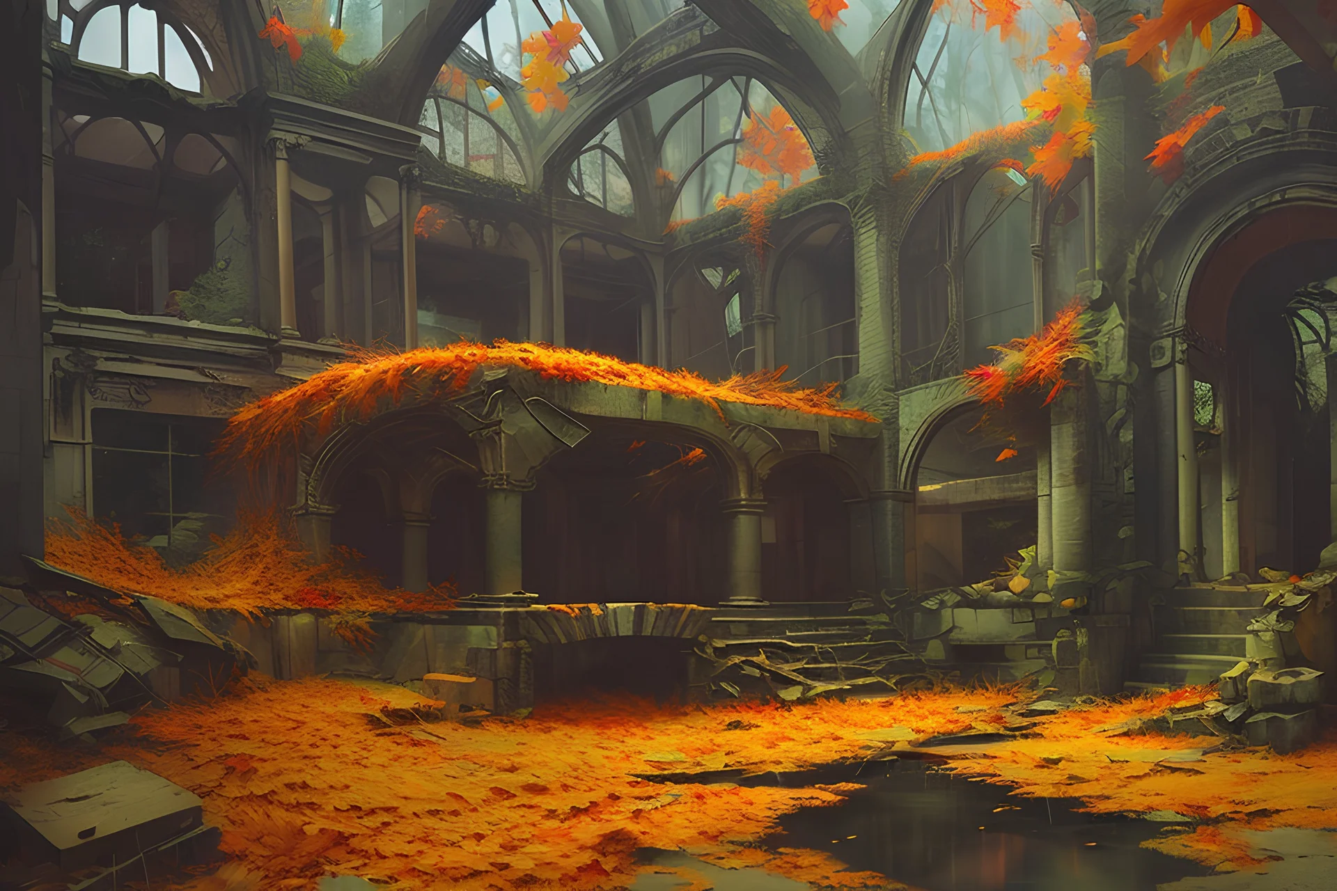 Autumn Bank in ruins by James Jean