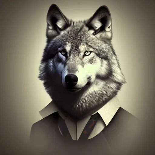 Business Wolf with Tie