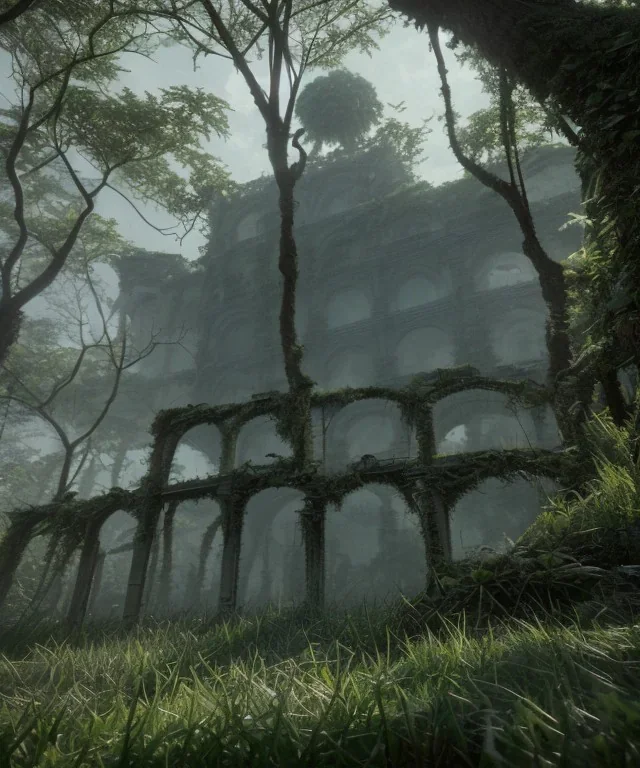 overgrown ruins