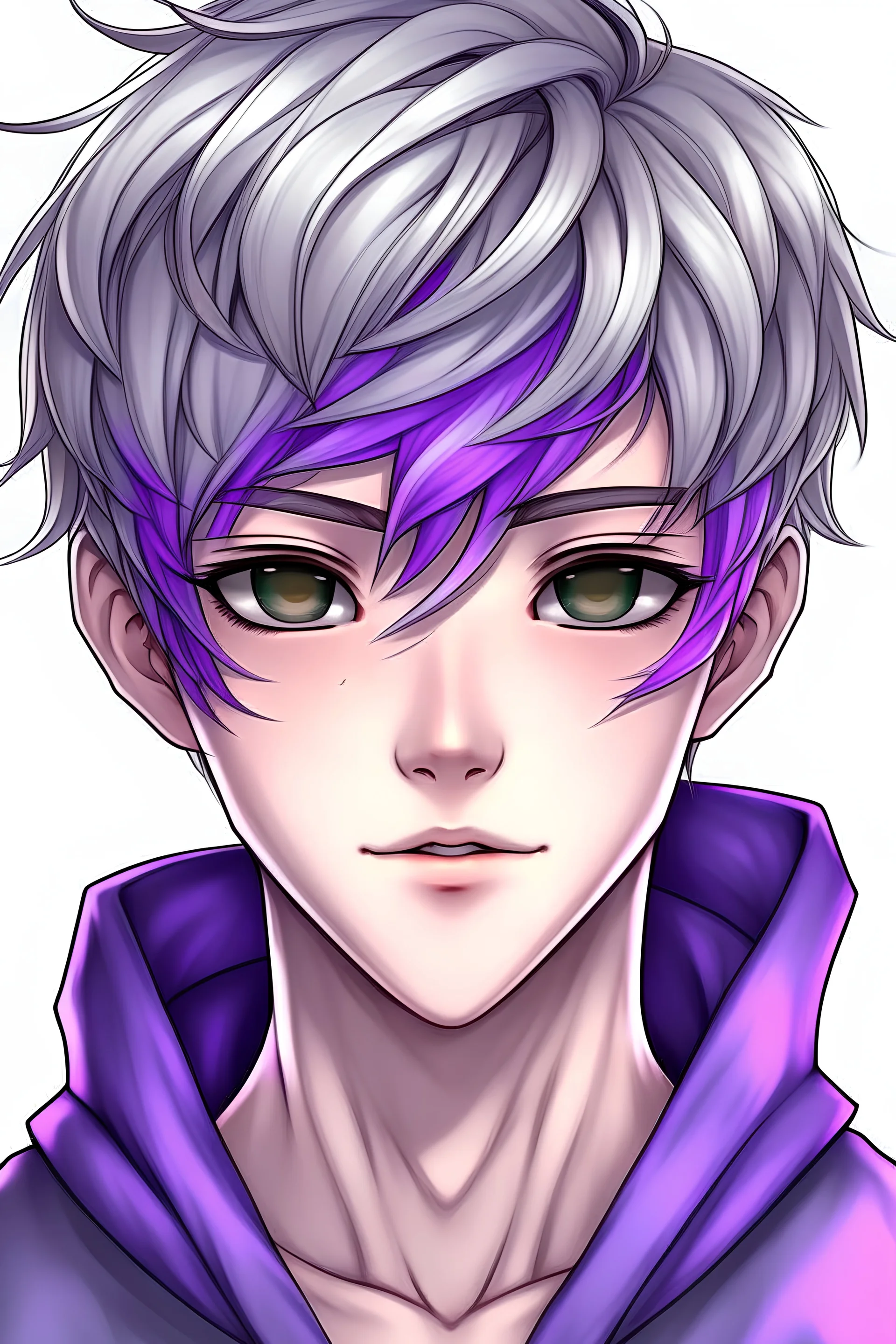 Anime man short colored hair realistic