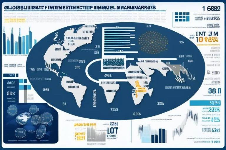 An infographic showing the interconnectedness of global financial markets. flat. without text