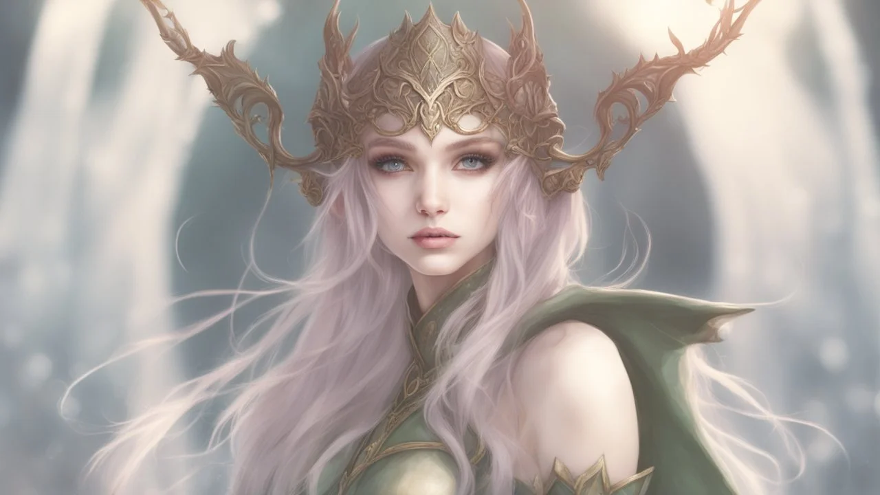 Cover in fantasy style. Elf girl. Write text ERAZE