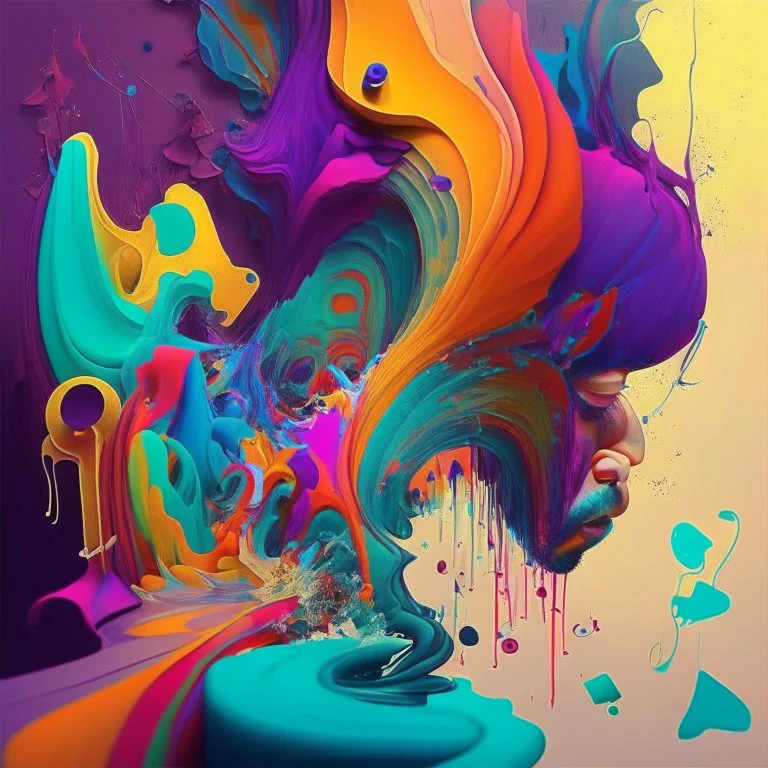 Use flowing, organic shapes and vibrant colors to capture the initial allure and enjoyment of drug addiction.