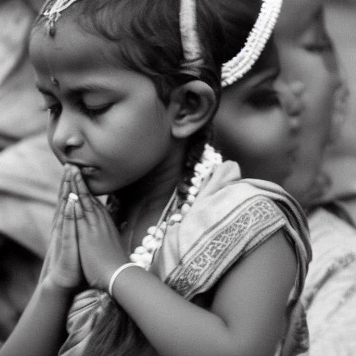 indian child in prayer and adoration