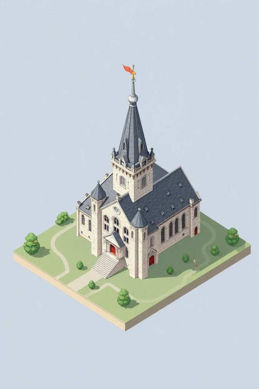 see through isometric plan of castle church