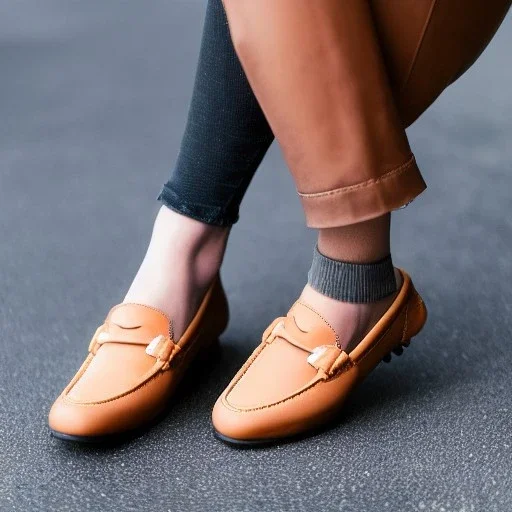 tall blonde girl wearing leather loafers