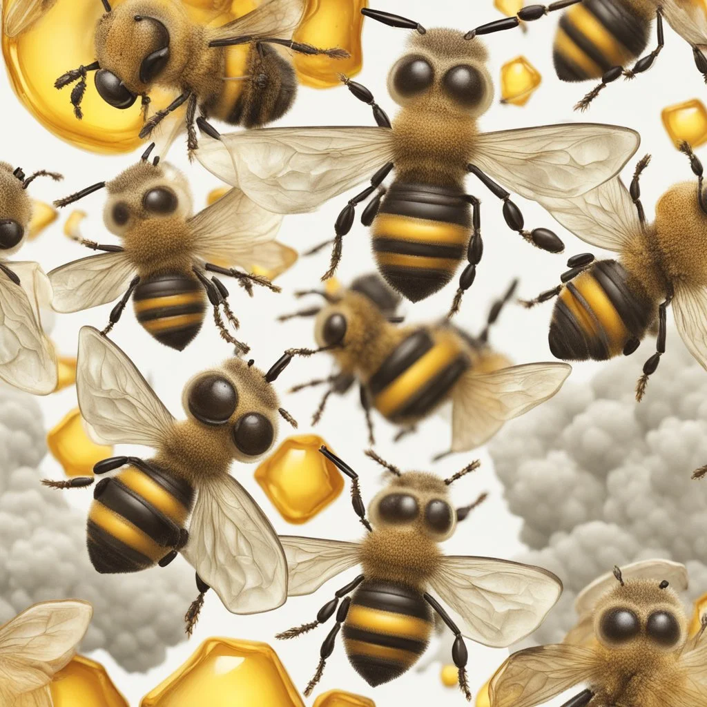 Happiness grandma and grandpa are healthy in a planet of honey stingless bee, realistic