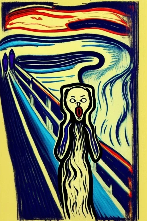 Cat The scream Edvard Munch. Painting style of Edvard Munch