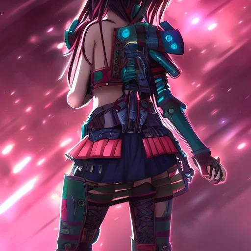 Anime girl, cute, cyberpunk, samurai armor, 8k