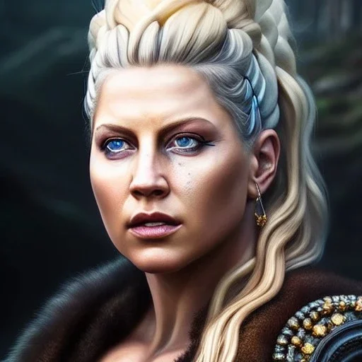 Ultra detailed fullbody Portrait in oil on canvas of busty Lagertha,extremely detailed digital painting,ultrarealistic skin,intense stare, extremely detailed face, crystal clear eyes, mystical colors ,perfectly centered image, perfect composition, rim light, beautiful lighting,masterpiece ,8k, stunning scene, raytracing, anatomically correct, in the style of Simon Bisley and Ohrai Noriyoshi and robert e howard and Steve Jung and Wizyakuza and uncannyknack.