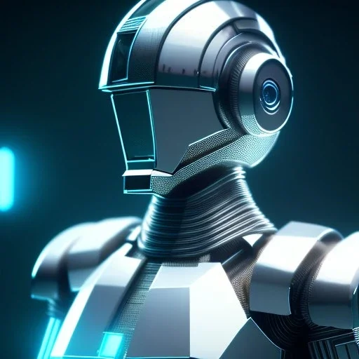  octane render, high detail, human like droid with a metallic futuristic armure with hexagonal shapes.