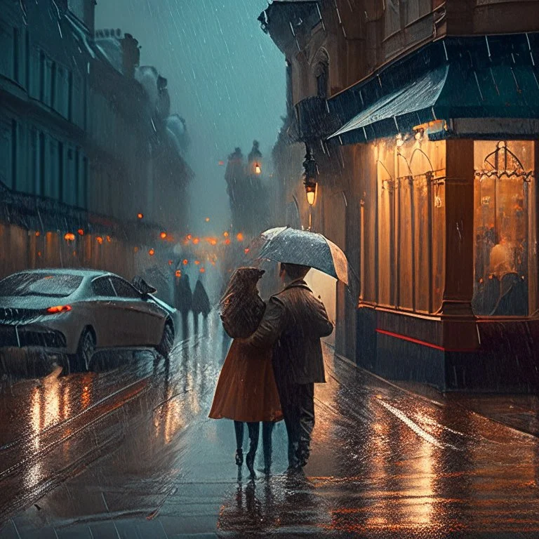 rainy street romantic