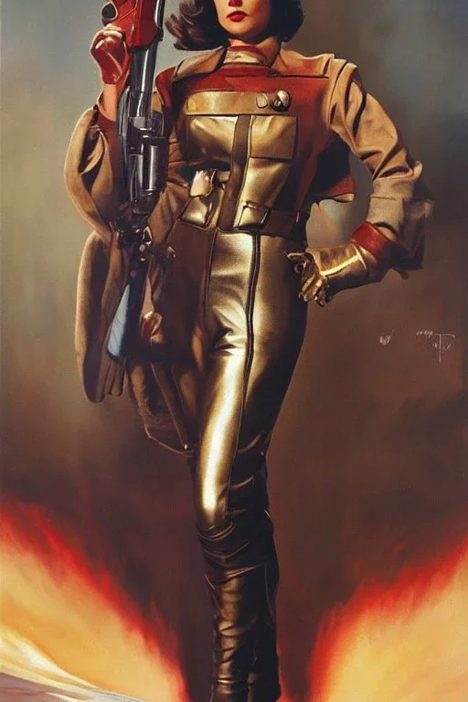 Full body portrait, painting, medium shot lady style of The Rocketeer