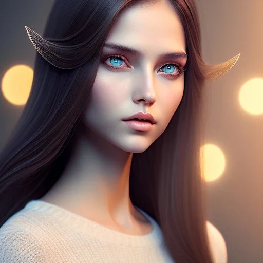 woman with Light-brown long hair, dark fantasy setting, ethereal, soft lighting, soft green-brown eyes, big cheeks, big forehead, wideechin, small nose