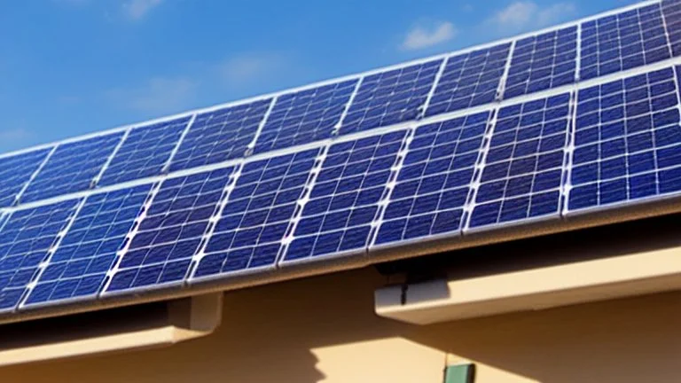 solar installation on a building with signs of dollar and euro to symbolize payment options