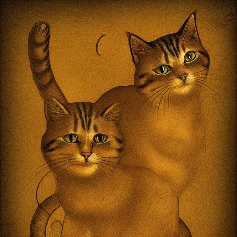 a cat picture in da Vinci art style