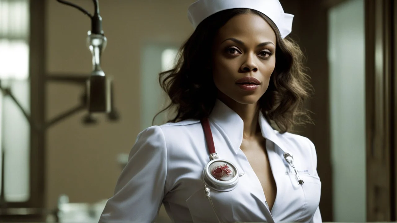 Zoe Saldana as columbiana nurse in agent provocateur during a nightmare