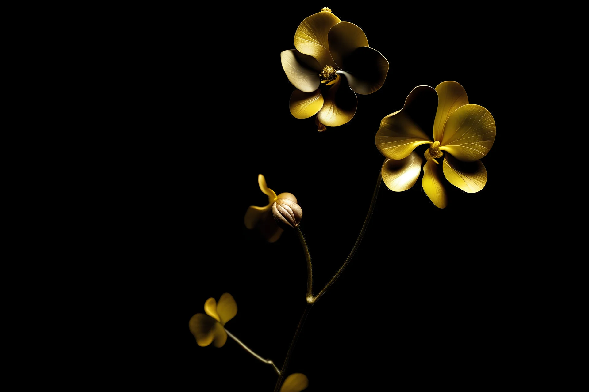 create small gold orchid and black backround