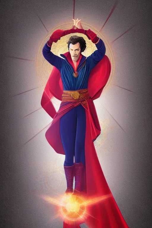 Portrait lady, full body shot, full-color long shot style of Doctor Strange