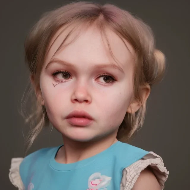 Lilly rose depp toddler, full body, angry, dynamic pose, tokio background, dramatic lighting, hyper realistic, unreal engine, 8k, upscale