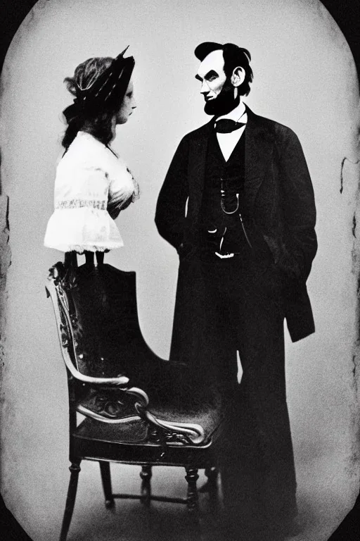 Abraham Lincoln face-to-face with a vampire vintage photography, beautiful, Tumblr aesthetic, retro vintage style, HD photography, hyperrealism