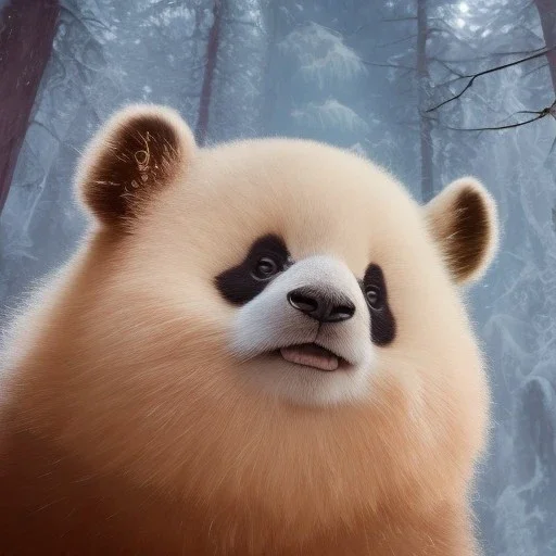 pixar art style of a mega cute and fluffy baby panda in natural environment, vivid color, full body, by mobeius, au naturel, hyper detailed, digital art, trending on artstation, cinematic lighting, studio quality, smooth render, unreal engine, octane render, art style by klimt and nixeu and ian sprigger and wlop and krenz cushart