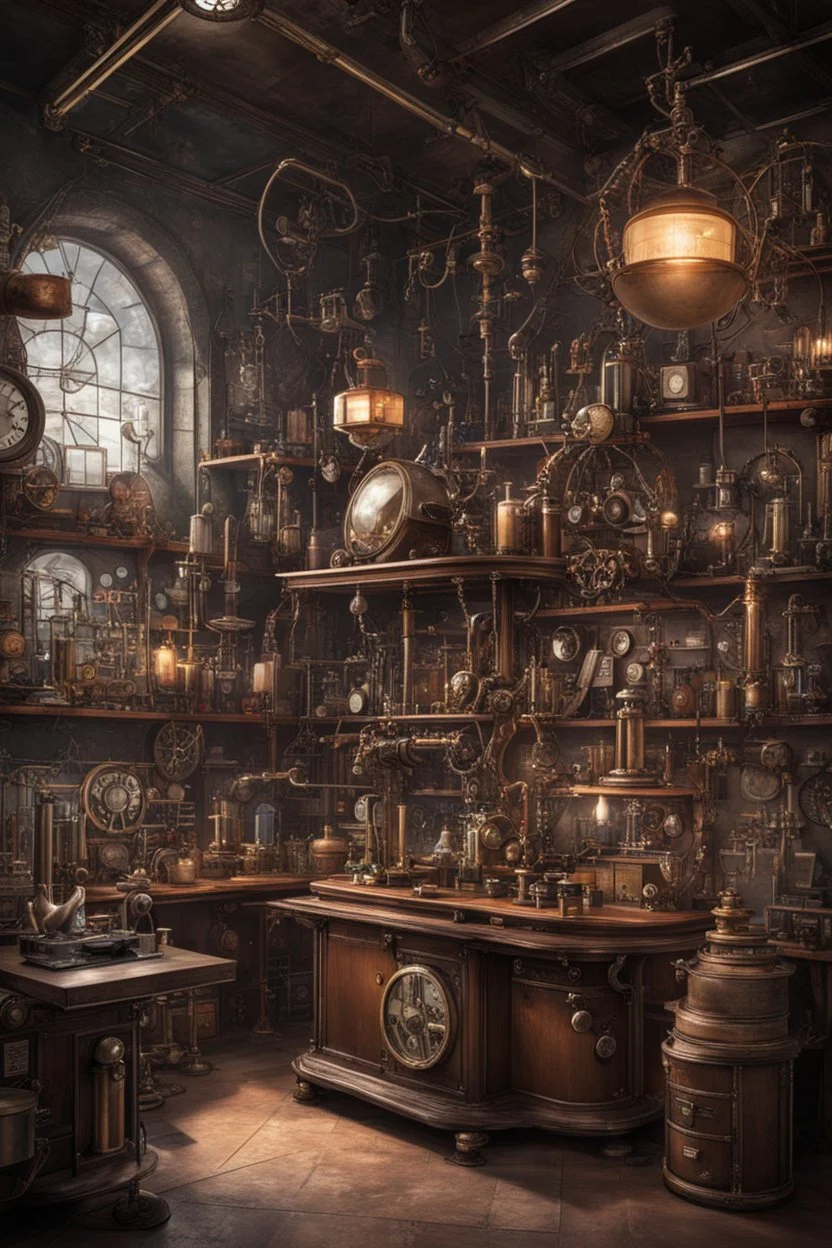 A steampunk-style laboratory
