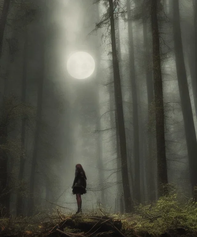 photographic quality, night, mystical, moon light, 5 witches, pagan, goth, monolith, fires, woods, dark, misty, moody, dancing, beautiful young, ultra detail,