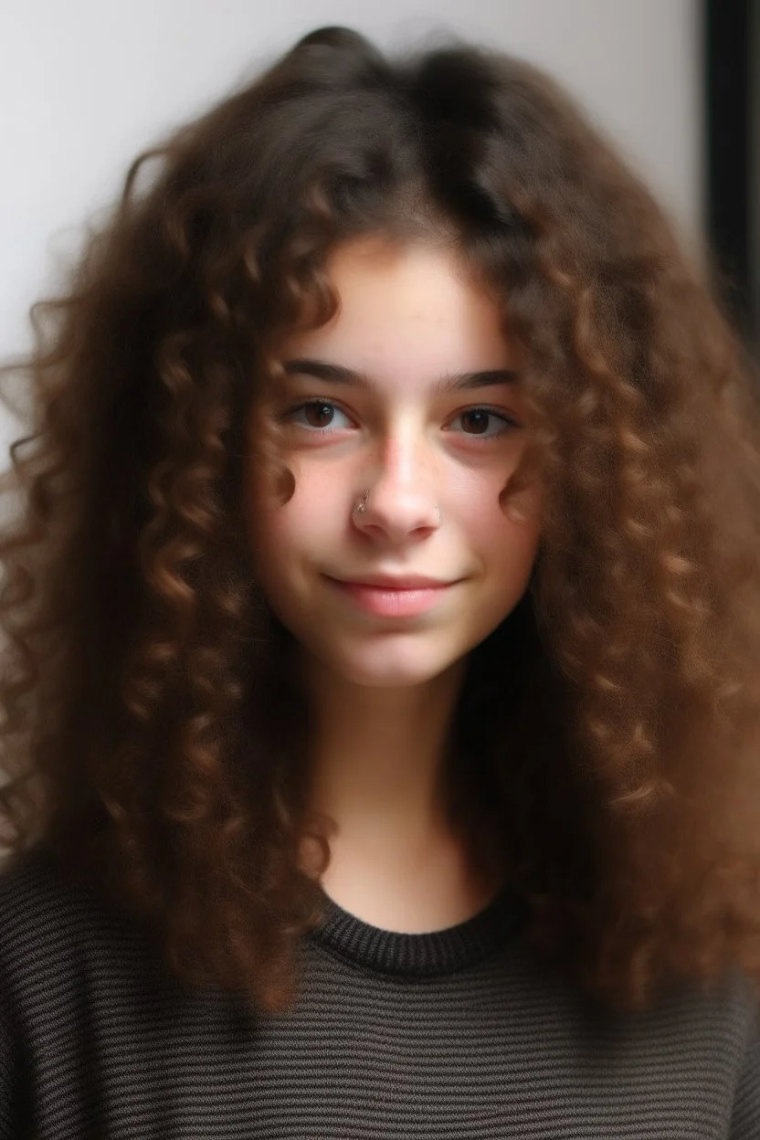 GIRL WITH VERY FRIZZY PERMED HAIR