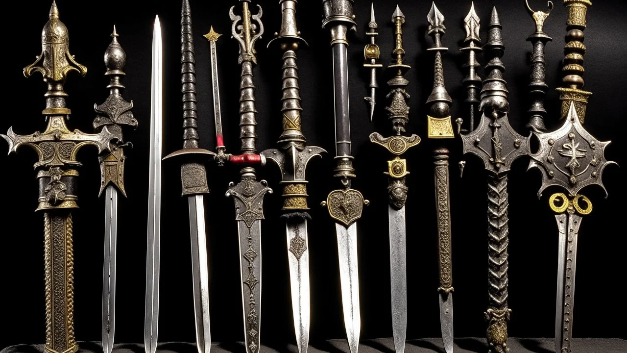 collection of swords and armor