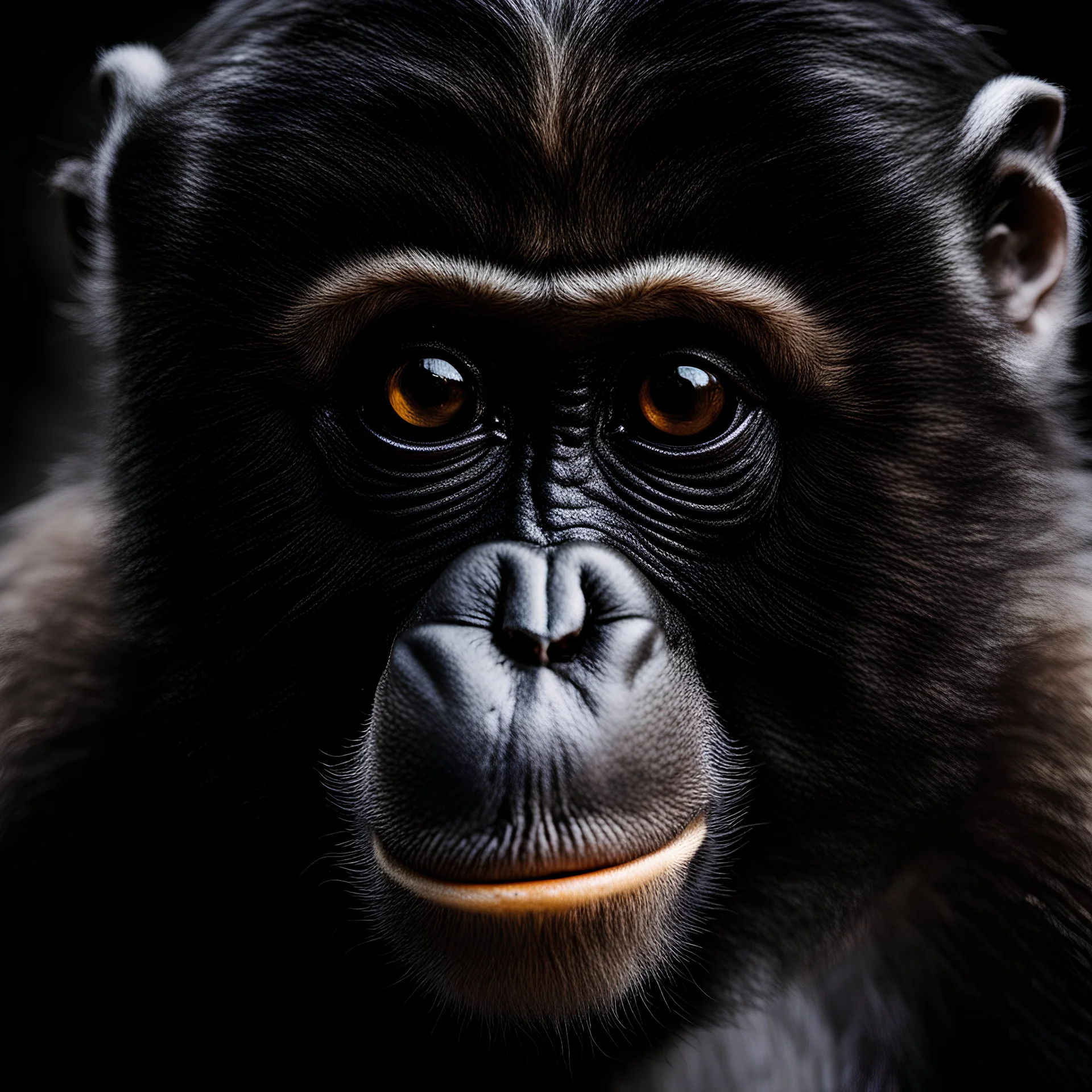 A photograph taken with a Nikon Z9 with a macro lens, of a monkey full face, you should be able to see every detail
