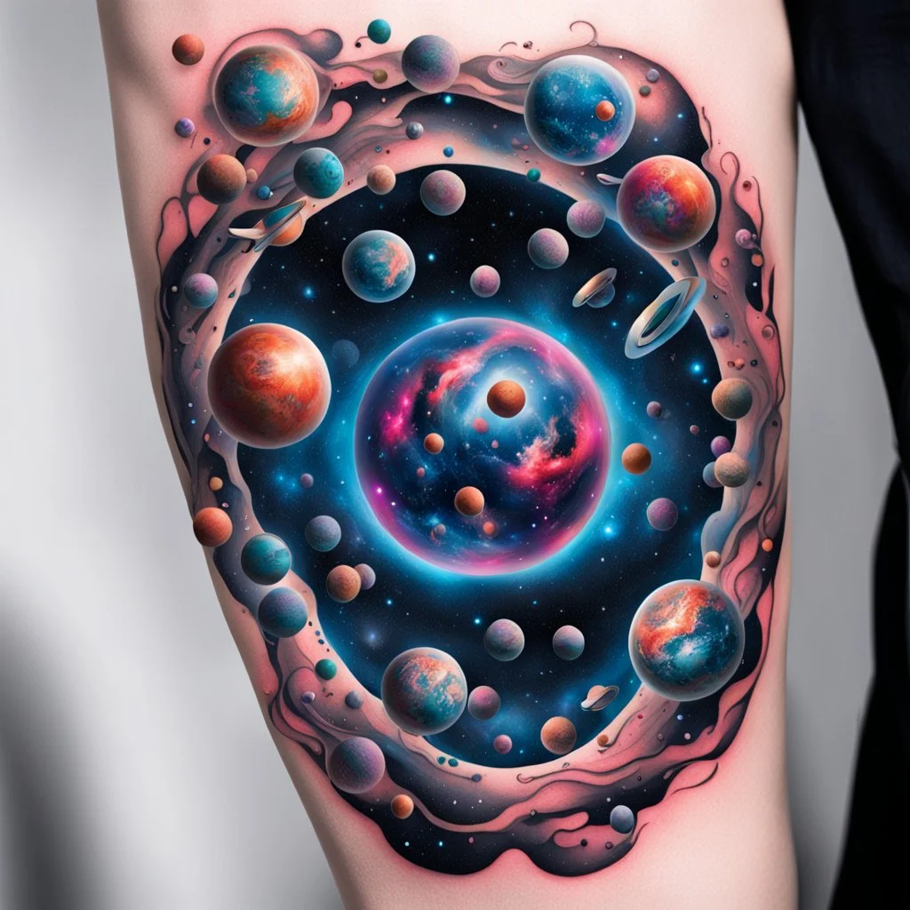 Multiverse in a Tattoo, floating in the calaxy