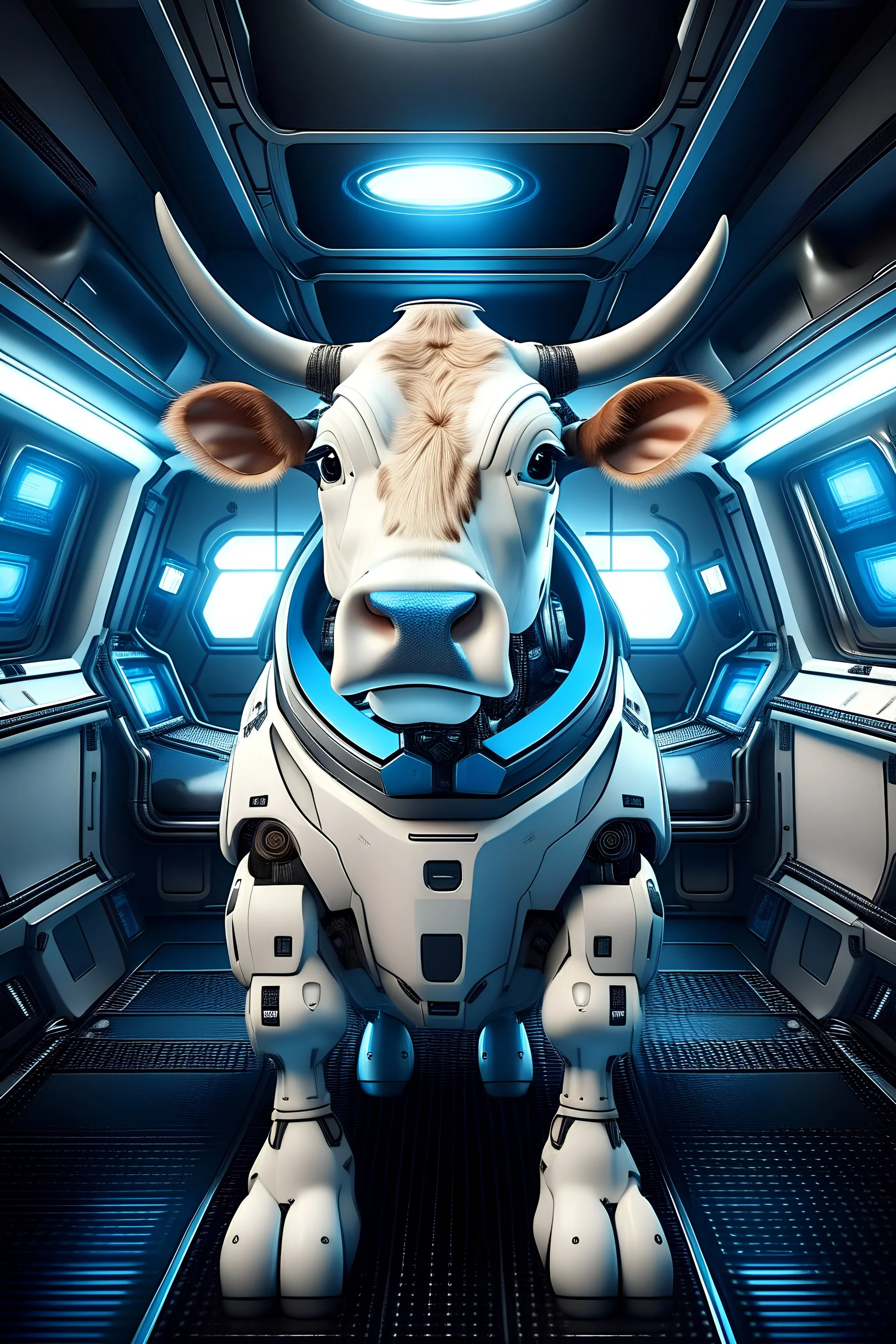 robot cow in spaceship