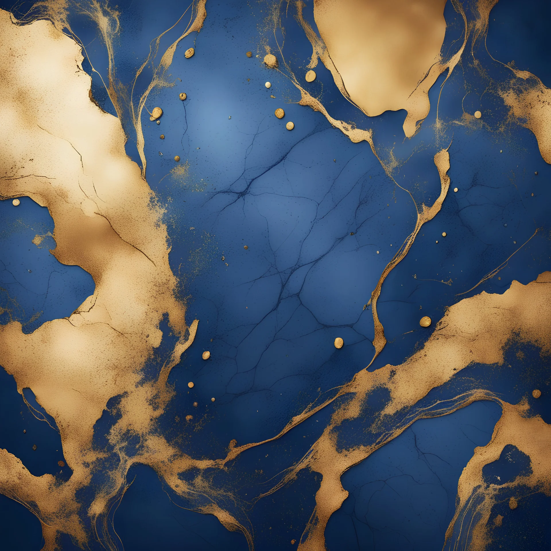 Hyper Realistic navy-blue & golden marble texture with rustic background & vignette effect